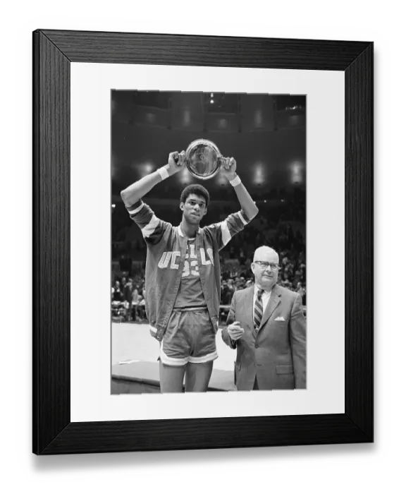 Framed Print : Lew Alcindor Holding MVP Award with John Wooden Framed Print : Lew Alcindor Holding MVP Award with John Wooden