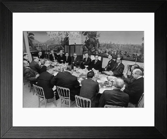Framed Print : President Johnson Sitting with Congressional Leaders Framed Print : President Johnson Sitting with Congressional Leaders