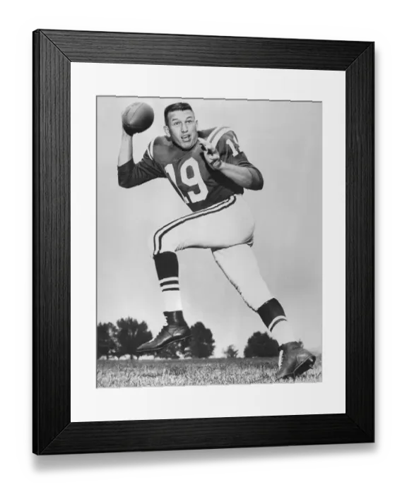 Framed Print : Football Player Johnny Unitas Running with Football Framed Print : Football Player Johnny Unitas Running with Football