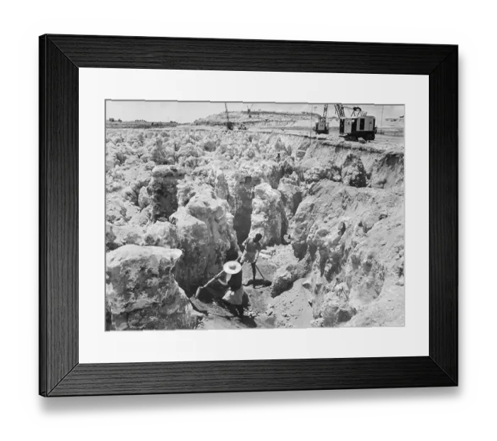 Framed Print : Workers Working at Phosphate Mine Framed Print : Workers Working at Phosphate Mine