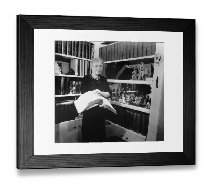 Framed Print : Helen Keller Reading at Home Framed Print : Helen Keller Reading at Home