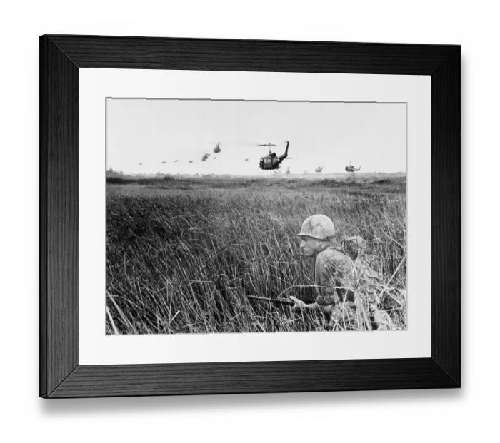 Framed Print : Soldier Crouching in Mekong Delta, Vietnam Framed Print : Soldier Crouching in Mekong Delta, Vietnam