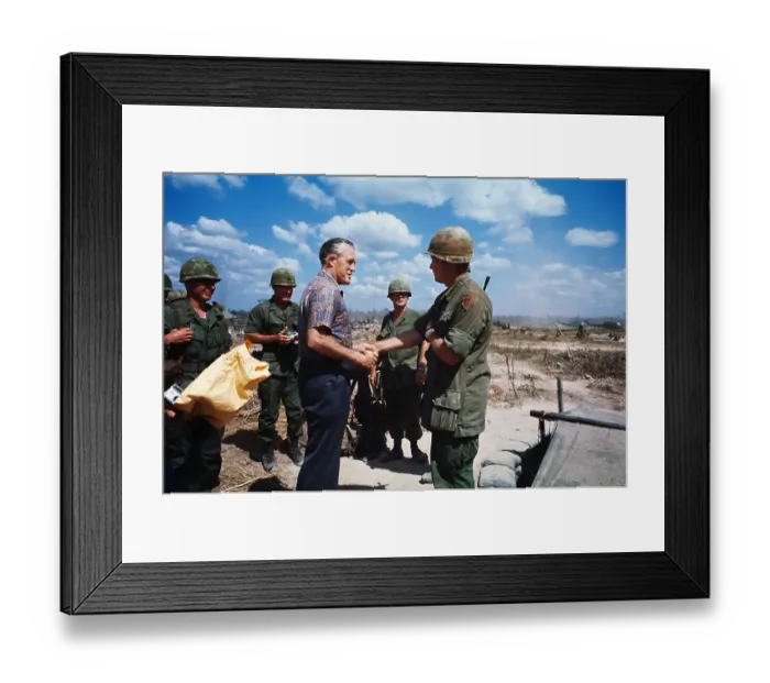 Framed Print : George Romney Shaking Hands With a Soldier Framed Print : George Romney Shaking Hands With a Soldier