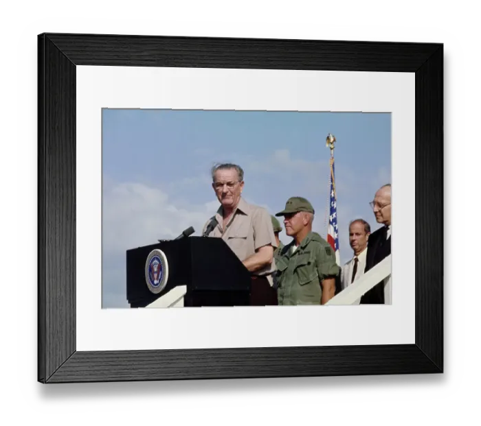 Framed Print : President Johnson In Vietnam Framed Print : President Johnson In Vietnam