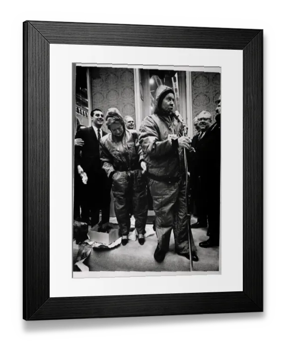 Framed Print : Prime Minister and Mrs. Lester Pearson in Snowsuits Framed Print : Prime Minister and Mrs. Lester Pearson in Snowsuits