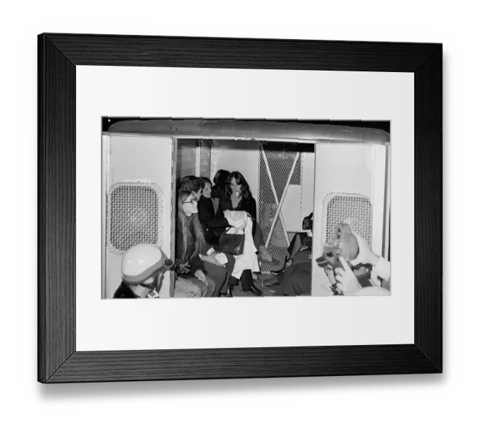 Framed Print : Joan Baez Waiting in Police Van Framed Print : Joan Baez Waiting in Police Van