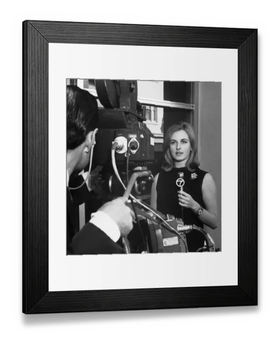 Framed Print : Newscaster Pia Lindstrom Filing News Report Framed Print : Newscaster Pia Lindstrom Filing News Report