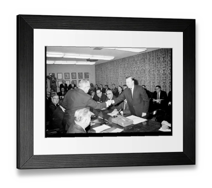 Framed Print : Walter Reuther and Louis Seaton Shaking Hands Framed Print : Walter Reuther and Louis Seaton Shaking Hands