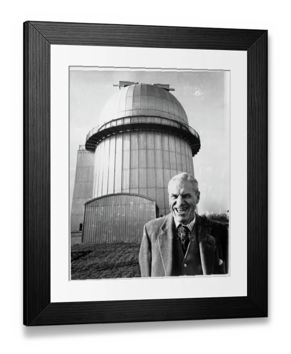 Framed Print : Richard Woolley Stands in Front of Large Telescope Framed Print : Richard Woolley Stands in Front of Large Telescope