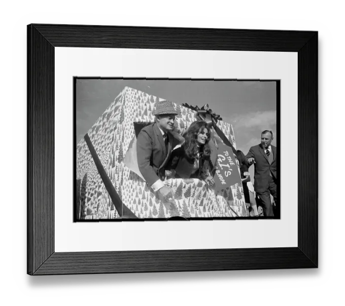 Framed Print : Bob Hope and Raquel Welch Break Through Framed Print : Bob Hope and Raquel Welch Break Through