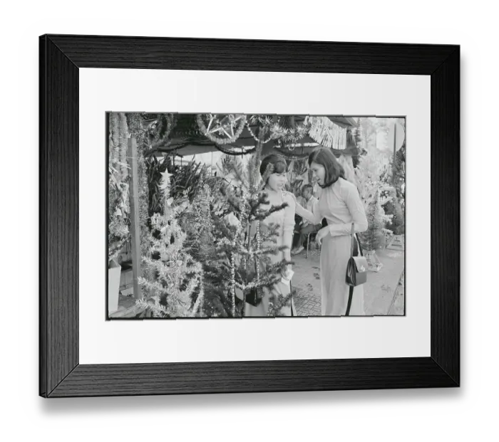 Framed Print : Girls Shopping for Christmas Tree Framed Print : Girls Shopping for Christmas Tree