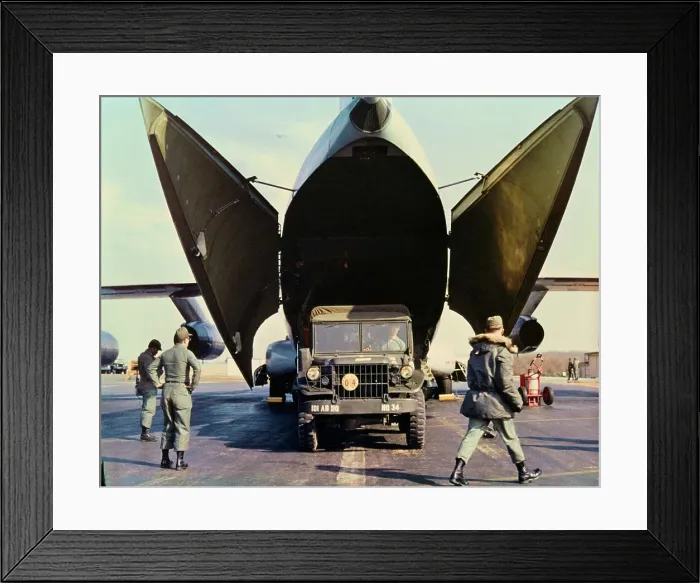 Framed Print : Soldiers and Jeep During an Aircraft Transport Framed Print : Soldiers and Jeep During an Aircraft Transport