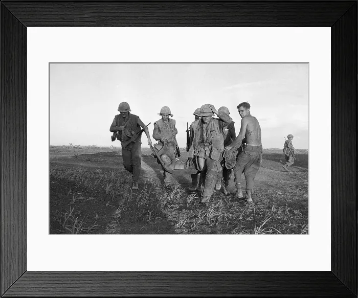 Framed Print : Marines Carrying Wounded, Vietnam Framed Print : Marines Carrying Wounded, Vietnam