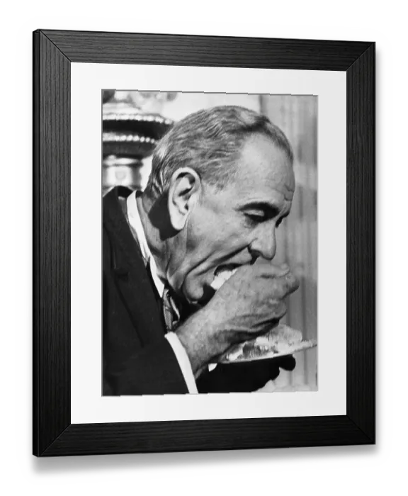 Framed Print : President Johnson Eating Wedding Cake Framed Print : President Johnson Eating Wedding Cake
