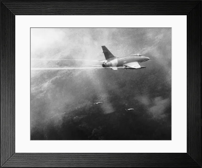 Framed Print : US Air Force Super Sabre Jet Dropping Bomb Framed Print : US Air Force Super Sabre Jet Dropping Bomb