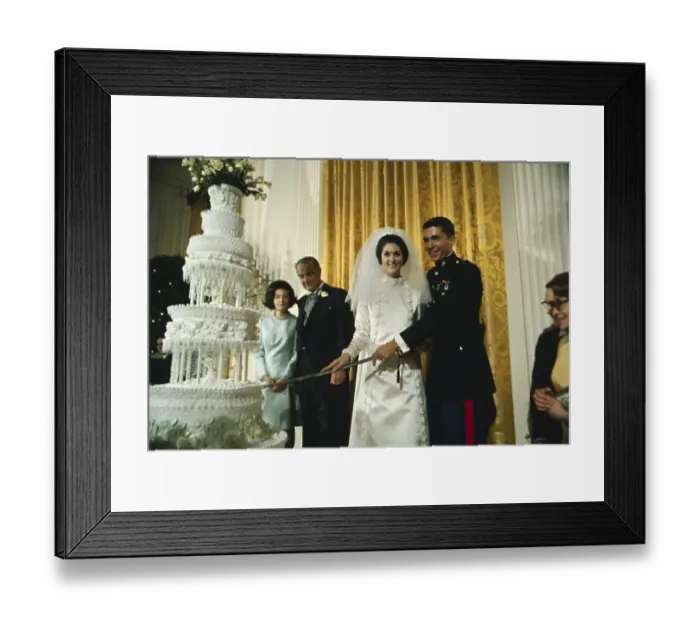 Framed Print : Lyndon Johnson and Wife Watching Daughter Cut Wedding Cake Framed Print : Lyndon Johnson and Wife Watching Daughter Cut Wedding Cake