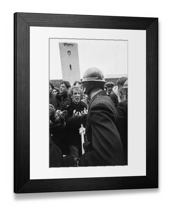 Framed Print : Enraged University Student Cursing Police Framed Print : Enraged University Student Cursing Police