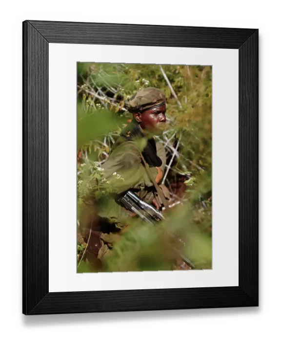 Framed Print : Soldier Standing in the Brush