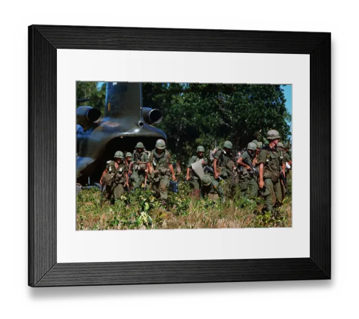 Framed Print : Soldiers Exiting Helicopter Framed Print : Soldiers Exiting Helicopter