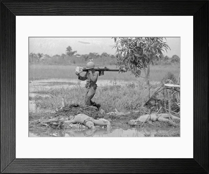Framed Print : ARVN Soldier Carrying a Bazooka