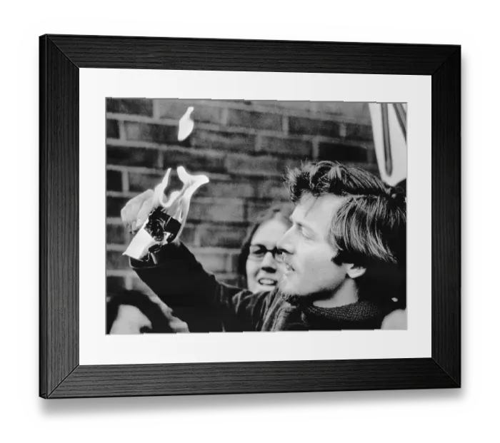 Framed Print : Man Burning His Draft Card Framed Print : Man Burning His Draft Card