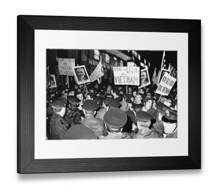 Framed Print : Police Amongst Crowd at Anti-Vietnam Protest in Italy Framed Print : Police Amongst Crowd at Anti-Vietnam Protest in Italy