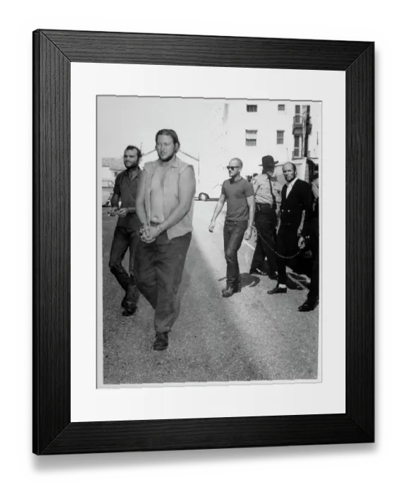 Framed Print : Group of Outlaw Bikers After Arrest Framed Print : Group of Outlaw Bikers After Arrest
