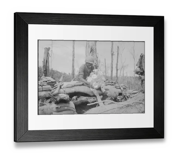 Framed Print : Soldiers Placing Christmas Tree on Bunker in South Vietnam Framed Print : Soldiers Placing Christmas Tree on Bunker in South Vietnam