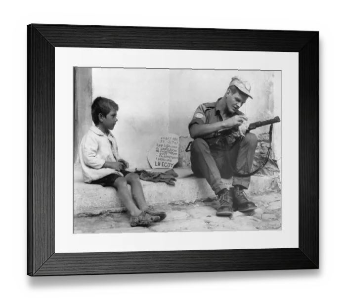 Framed Print : Boy Watching a Soldier