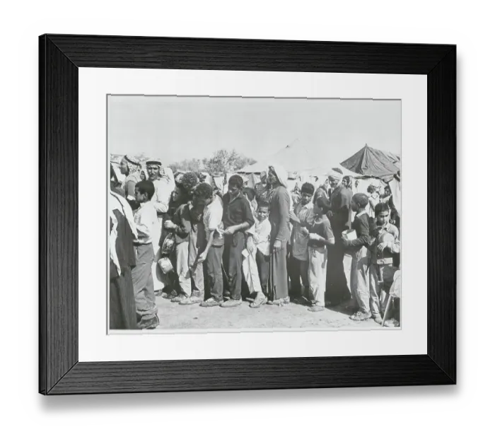 Framed Print : Refugees Lining Up for Food Framed Print : Refugees Lining Up for Food
