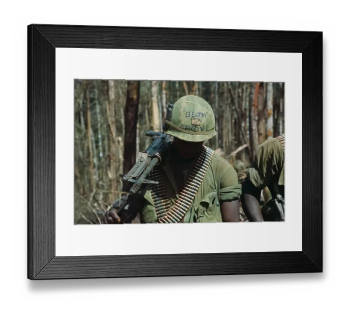 Framed Print : US Soldier Wearing Helmet with Message Framed Print : US Soldier Wearing Helmet with Message