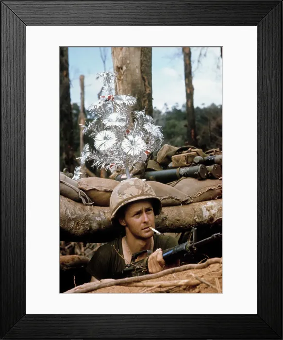 Framed Print : US Soldier With Christmas Tree Framed Print : US Soldier With Christmas Tree