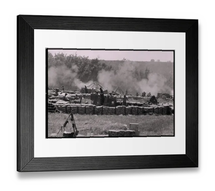 Framed Print : Soldiers Behind Sandbags Returning Fire Framed Print : Soldiers Behind Sandbags Returning Fire