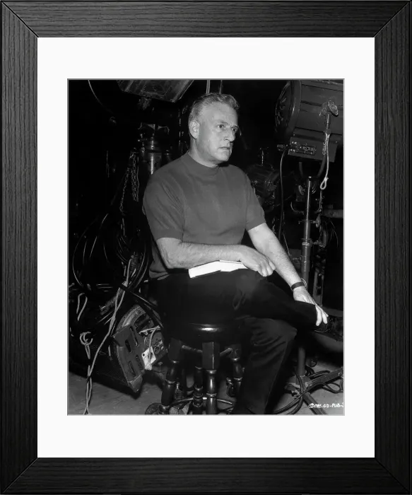 Framed Print : Stanley Kramer Sitting by Camera Lights Framed Print : Stanley Kramer Sitting by Camera Lights