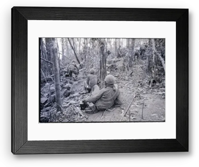 Framed Print : Soldiers Crawling Up Hillside Framed Print : Soldiers Crawling Up Hillside