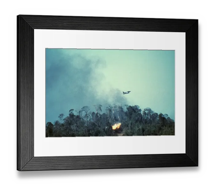 Framed Print : US Plane Dropping Bombs on Hill 875 Framed Print : US Plane Dropping Bombs on Hill 875