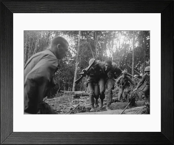 Framed Print : Wounded Soldier Being Carried to Safety Framed Print : Wounded Soldier Being Carried to Safety