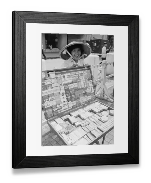 Framed Print : Woman Selling American Cigarettes and Candy Framed Print : Woman Selling American Cigarettes and Candy