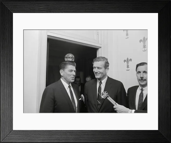 Framed Print : Ronald Reagan Speaking with John Lindsay Framed Print : Ronald Reagan Speaking with John Lindsay