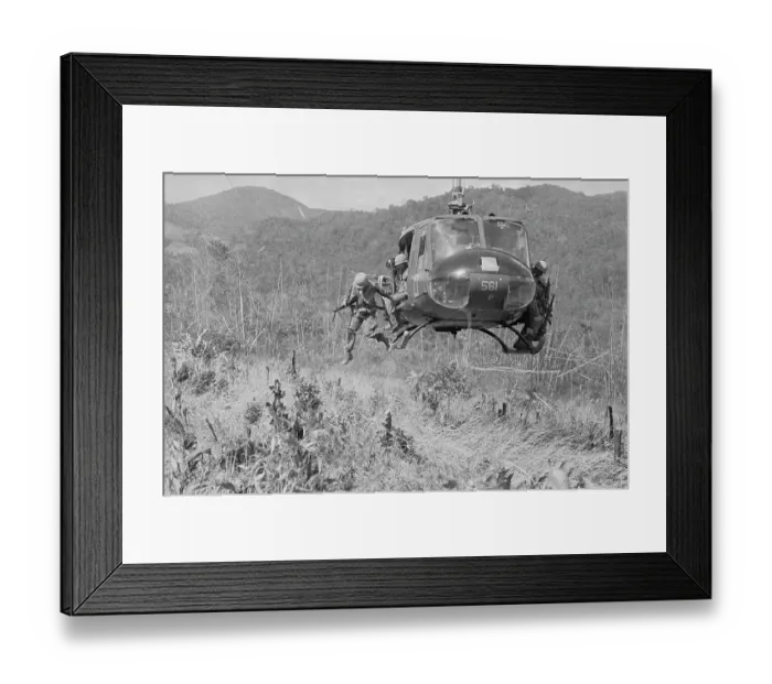 Framed Print : American Soldiers Jumping from Helicopter in South Vietnam Framed Print : American Soldiers Jumping from Helicopter in South Vietnam
