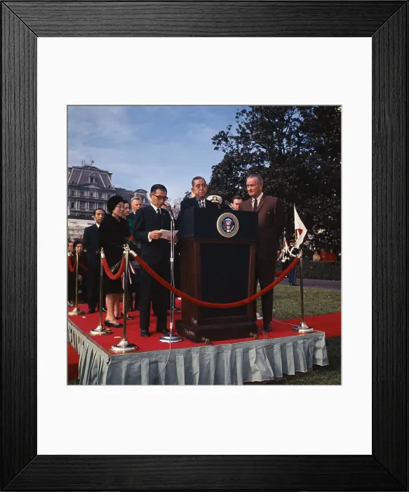 Framed Print : Lyndon B. Johnson with Eisaku Sato Framed Print : Lyndon B. Johnson with Eisaku Sato