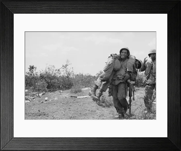 Framed Print : Marine Carrying a Wounded Comrade Framed Print : Marine Carrying a Wounded Comrade