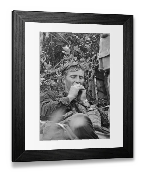 Framed Print : American Soldier in Vietnam Yawning Framed Print : American Soldier in Vietnam Yawning