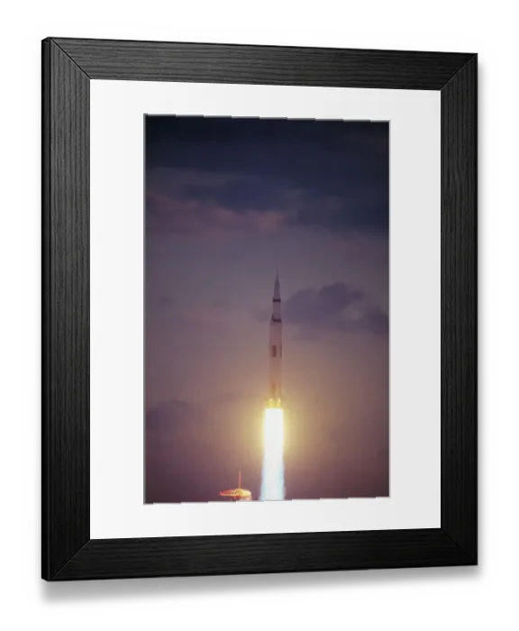 Framed Print : View of Saturn V Rocket Blasting Off