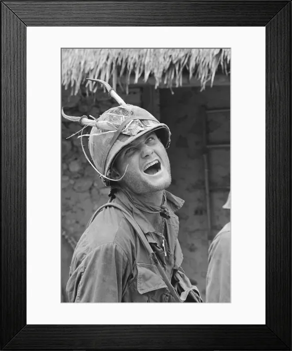 Framed Print : Soldier Wearing a Horned Helmet Framed Print : Soldier Wearing a Horned Helmet