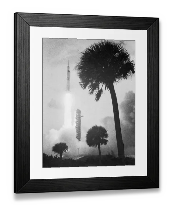Framed Print : Ground View of Saturn V Rocket Taking Off