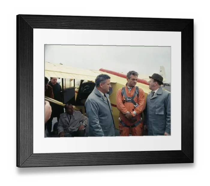 Framed Print : Test Pilot Tommy Walker With Stinson Plane