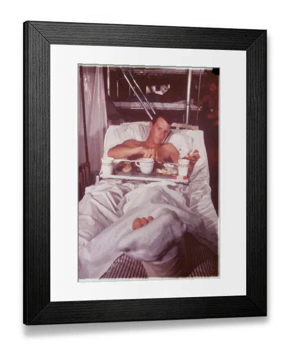 Framed Print : Hospitalized Marine Eating Meal Framed Print : Hospitalized Marine Eating Meal