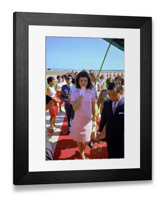 Framed Print : Jacqueline Kennedy Gesturing in White Gloves Framed Print : Jacqueline Kennedy Gesturing in White Gloves
