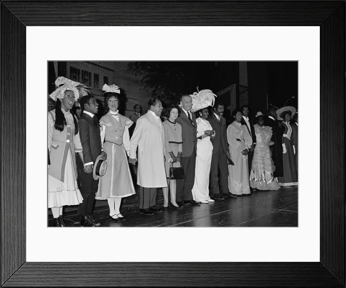 Framed Print : President and Lady Bird Johnson with Cast of Hello Dolly Framed Print : President and Lady Bird Johnson with Cast of Hello Dolly